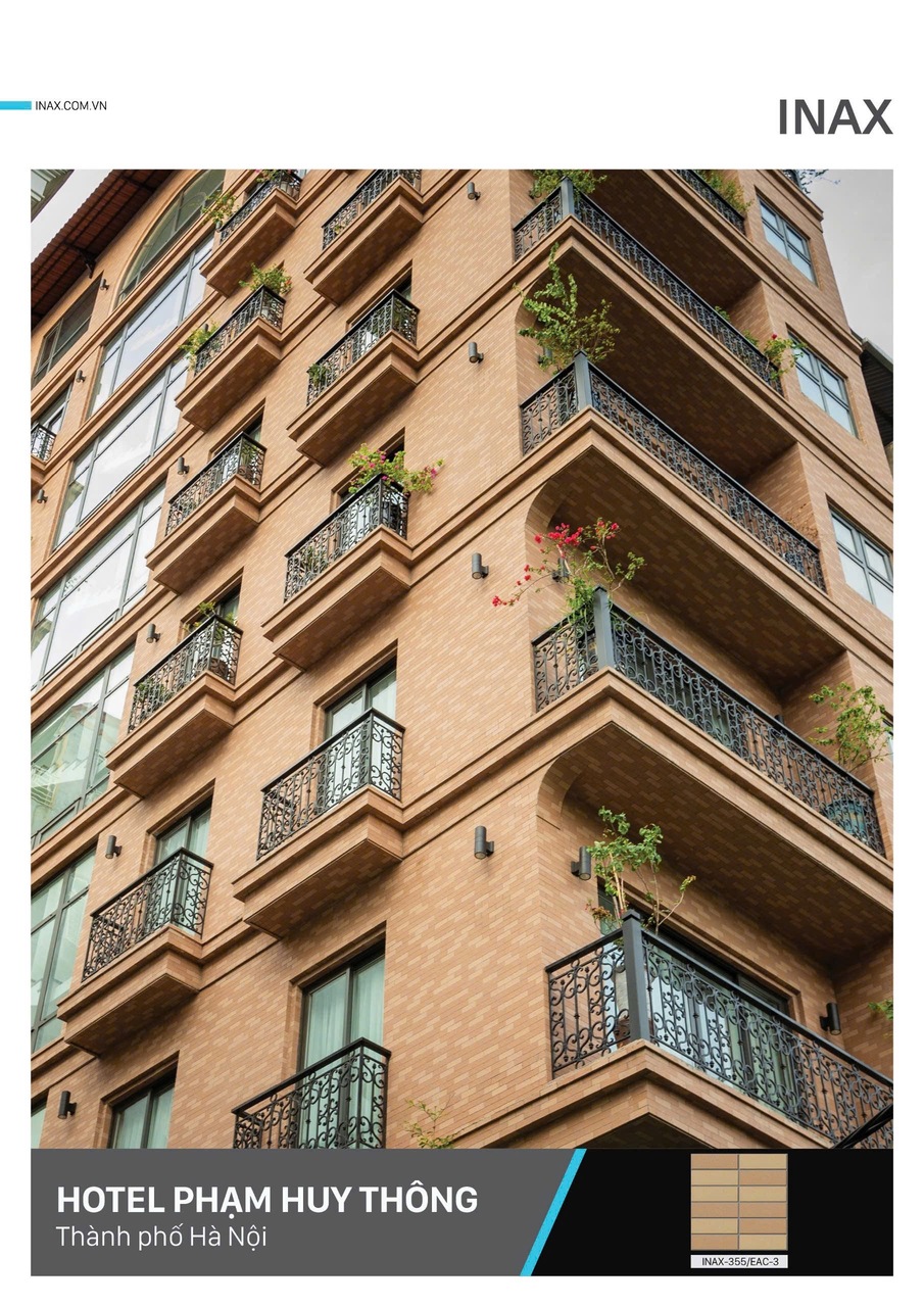Mẫu gạch ốp mặt tiền nhà phố đẹp bằng gạch INAX