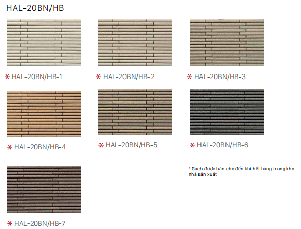 Bảng màu gạch HAL-20BN/HB
