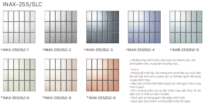 Bảng màu gạch INAX-255/SLC