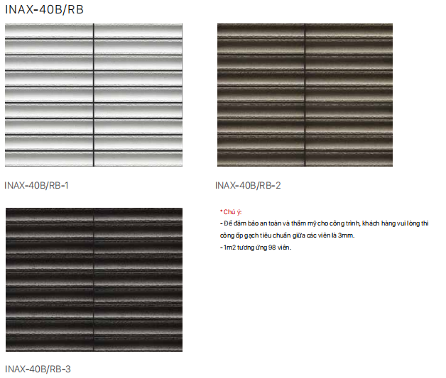 Bảng màu gạch INAX-40B/RB