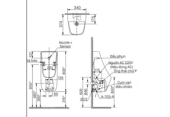 Bồn Tiểu Nam Cảm Ứng INAX AU-468IR