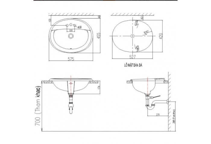 Chậu Rửa Dương Bàn INAX AL-2395V (EC-FC)