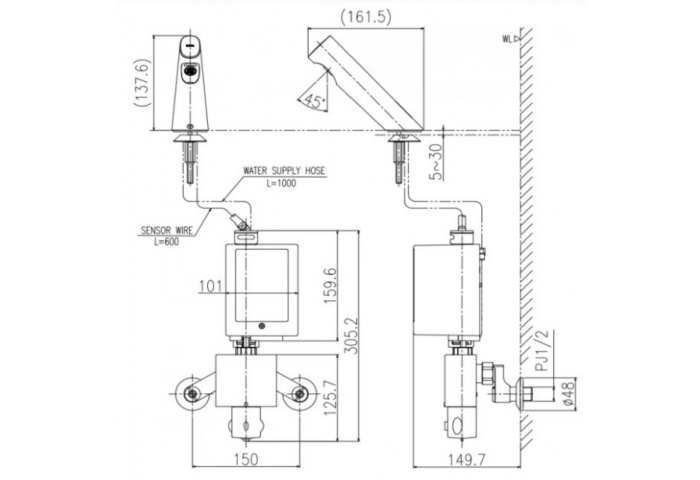 Vòi Chậu Nóng Lạnh Tự Động INAX AMV-300K